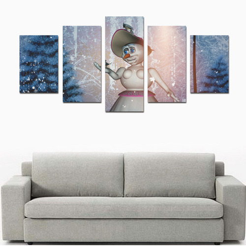 Snow women with birds Canvas Print Sets D (No Frame)