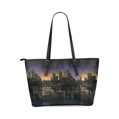 City Lights Leather Tote Bag/Small (Model 1640)