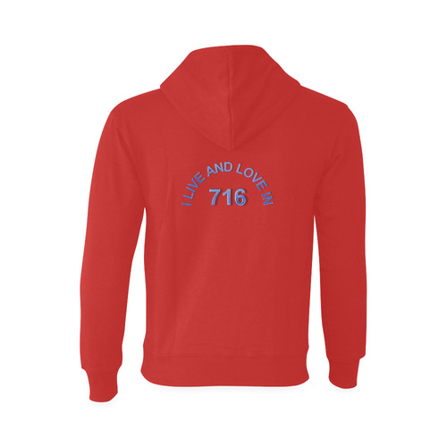 I LIVE AND LOVE IN 716 on Red Oceanus Hoodie Sweatshirt (Model H03)
