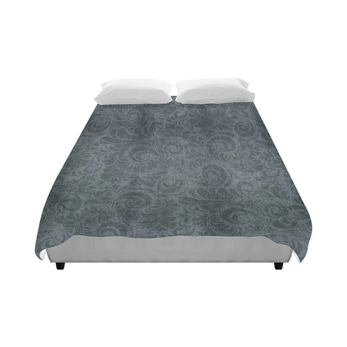 Denim with vintage floral pattern, grey, green Duvet Cover 86"x70" ( All-over-print)