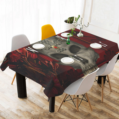 Skull with celtic knot Cotton Linen Tablecloth 60"x120"