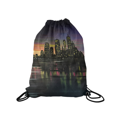 City Lights Medium Drawstring Bag Model 1604 (Twin Sides) 13.8"(W) * 18.1"(H)