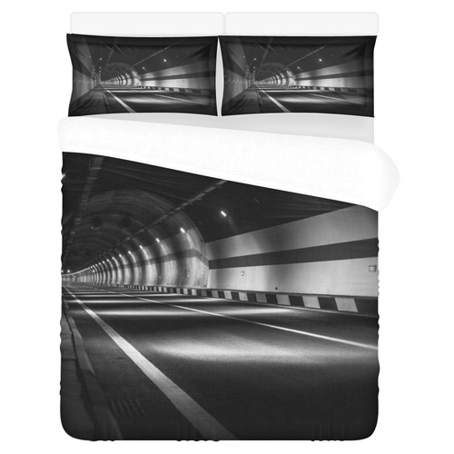 Black and White Tunnel 3-Piece Bedding Set