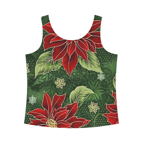 Elegant Christmas Poinsettia All Over Print Tank Top for Women (Model T43)