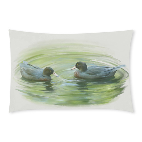 Blue Ducks in Pond, watercolor birds 3-Piece Bedding Set
