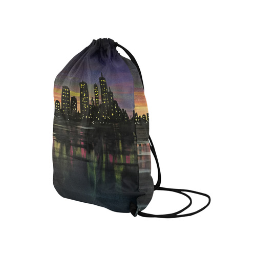 City Lights Medium Drawstring Bag Model 1604 (Twin Sides) 13.8"(W) * 18.1"(H)