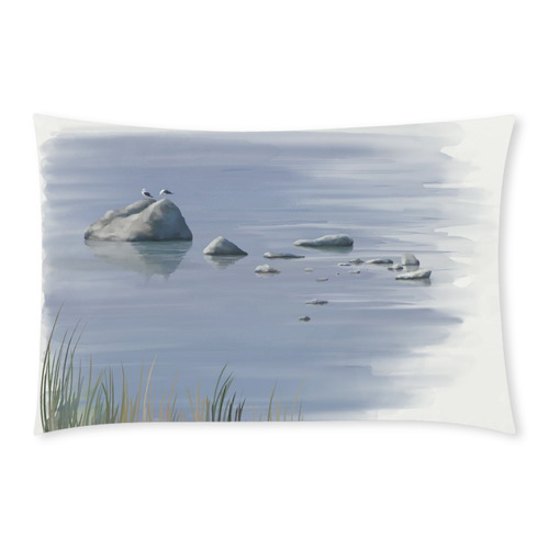 Seagulls on stones, watercolor birds 3-Piece Bedding Set