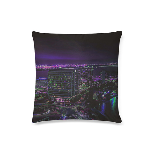 Night Cityscape Custom Zippered Pillow Case 16"x16"(Twin Sides)