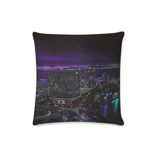 Night Cityscape Custom Zippered Pillow Case 16"x16"(Twin Sides)