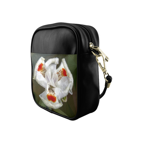 Red White Low Poly Floral Triangles Sling Bag (Model 1627)