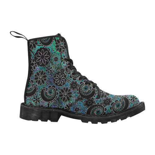 Girls Print Boots Swirl Paisley Night Glow Martin Boots for Women (Black) (Model 1203H)