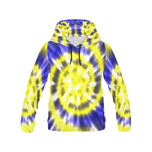 blue and yellow tie dye hoodie