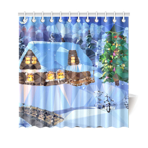 Christmas Tree Village Snow Bridge Shower Curtain 69"x70"