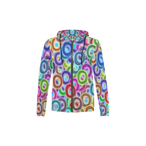 Colorful ovals All Over Print Full Zip Hoodie for Kid (Model H14)