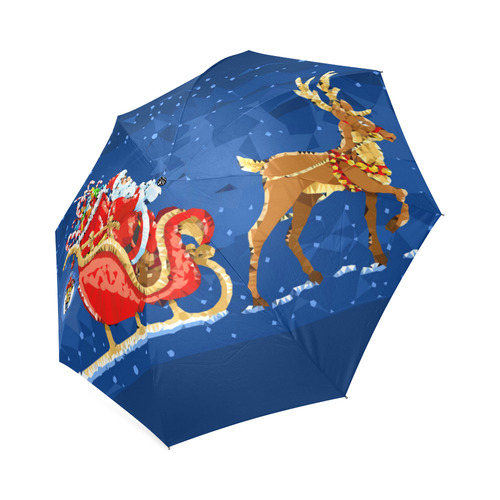 Christmas Santa Claus Sleigh Snow Reindeer Foldable Umbrella (Model U01)