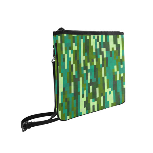 turquoise and green pixel art Slim Clutch Bag (Model 1668)