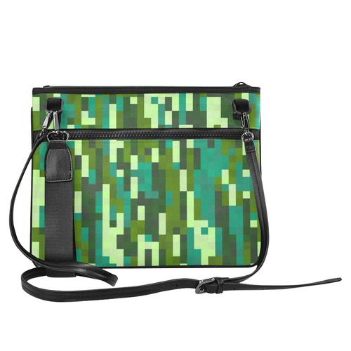 turquoise and green pixel art Slim Clutch Bag (Model 1668)