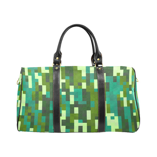 turquoise and green pixel art New Waterproof Travel Bag/Large (Model 1639)