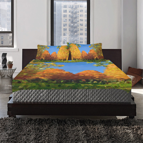 Park, oil painting, landscape 3-Piece Bedding Set