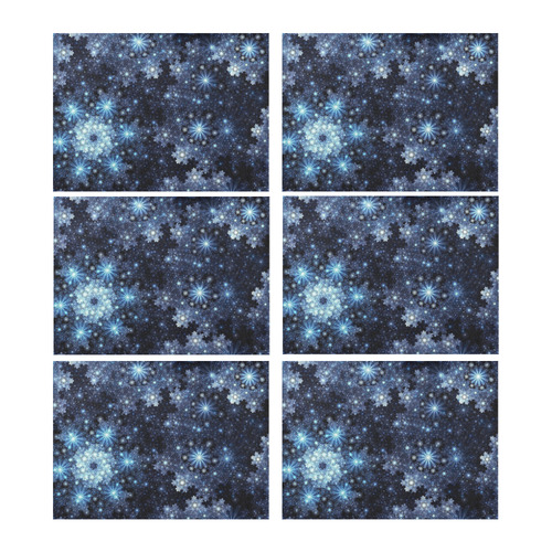 Wintery Blue Snowflake Pattern Placemat 14’’ x 19’’ (Set of 6)