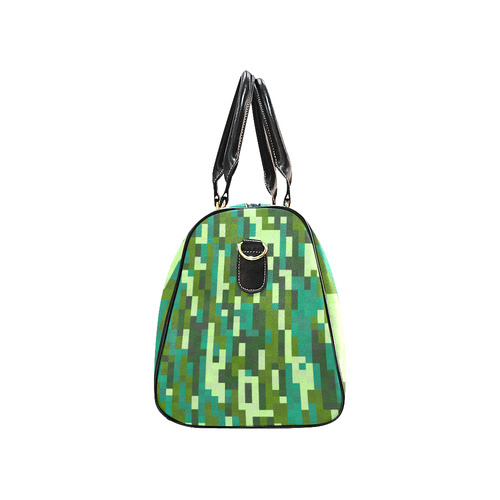 turquoise and green pixel art New Waterproof Travel Bag/Large (Model 1639)