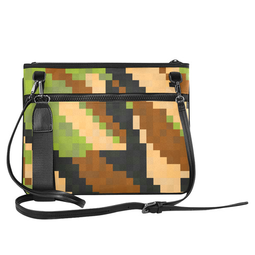 green camo pixel art Slim Clutch Bag (Model 1668)