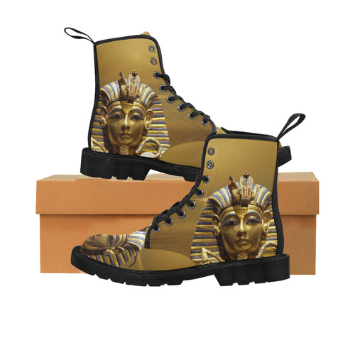 Egypt King Tut Martin Boots for Women (Black) (Model 1203H)