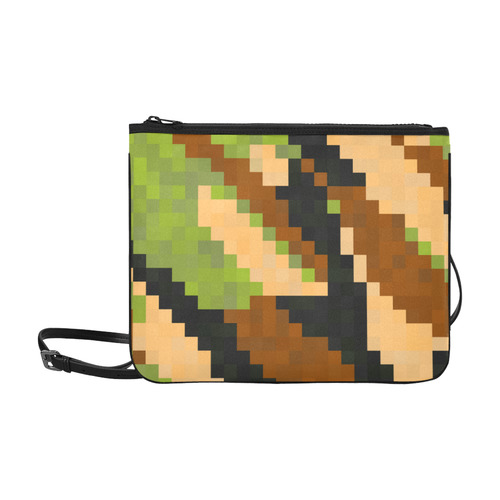 green camo pixel art Slim Clutch Bag (Model 1668)