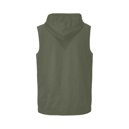 Camo Color Solid Dark Green All Over Print Sleeveless Zip Up Hoodie for Men (Model H16)