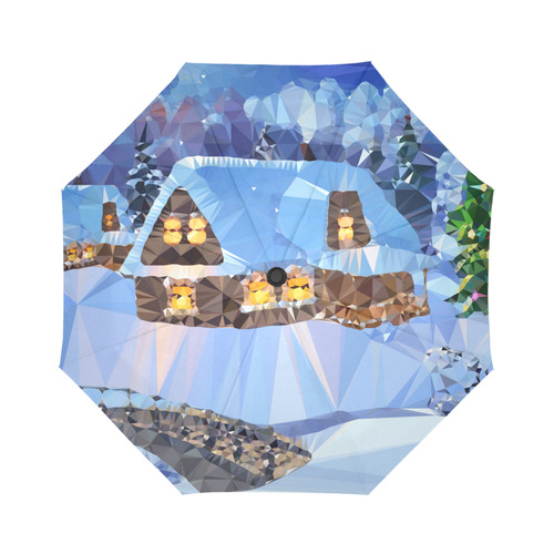 Christmas Tree Village Snow Bridge Auto-Foldable Umbrella (Model U04)