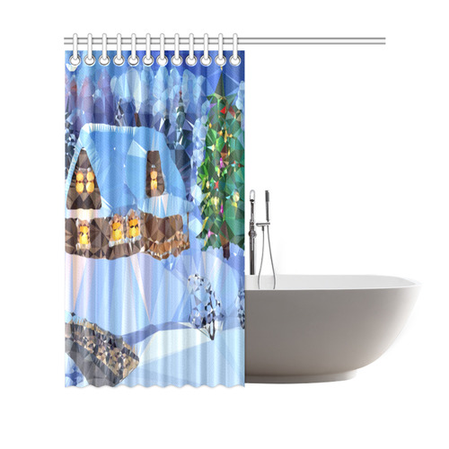 Christmas Tree Village Snow Bridge Shower Curtain 69"x70"