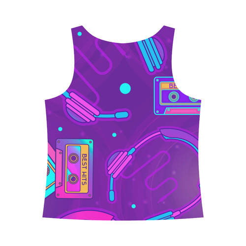 Purple Headphones TankTop All Over Print Tank Top for Women (Model T43)