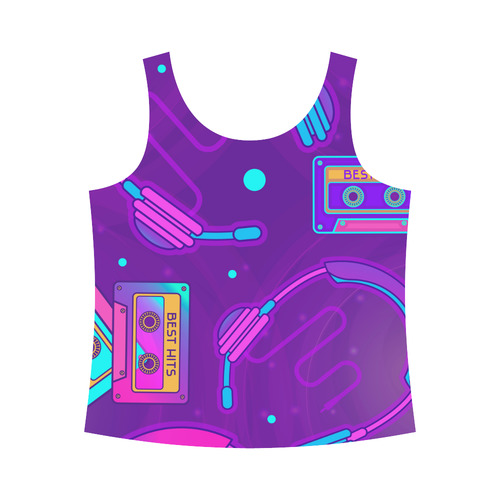 Purple Headphones TankTop All Over Print Tank Top for Women (Model T43)