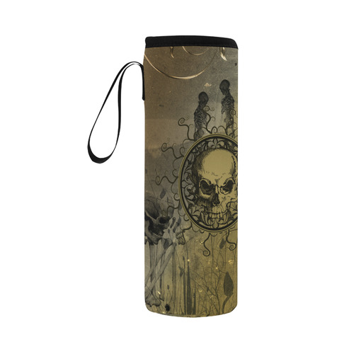 Amazing skull with skeletons Neoprene Water Bottle Pouch/Large