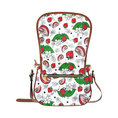 Strawberry Popart by Nico Bielow Saddle Bag/Large (Model 1649)