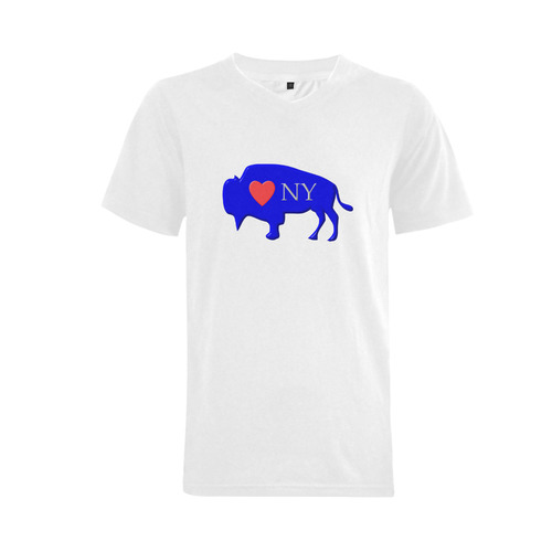 I Love Buffalo NY in Red White and Blue on Winter White Men's V-Neck T-shirt  Big Size(USA Size) (Model T10)