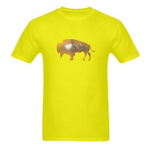 I Love Buffalo NY in Silver and Gold on Yummy Yellow Men's T-Shirt in USA Size (Two Sides Printing)