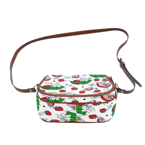 Strawberry Popart by Nico Bielow Saddle Bag/Large (Model 1649)