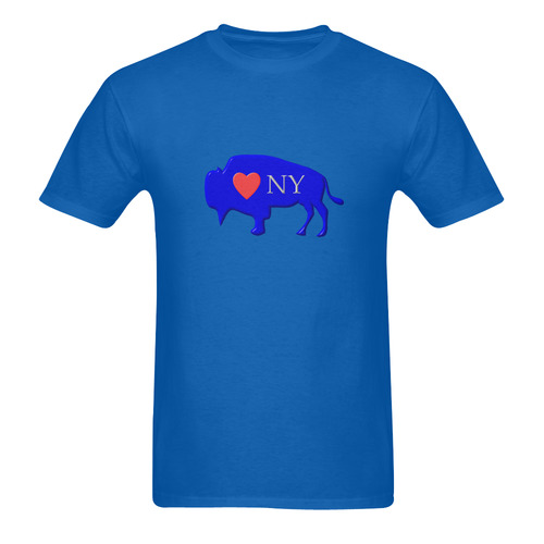 I Love Buffalo NY in Red White and Blue on Beautiful Blue Men's T-Shirt in USA Size (Two Sides Printing)