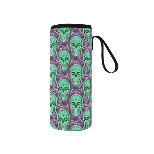 funny skull pattern C by JamColors Neoprene Water Bottle Pouch/Small