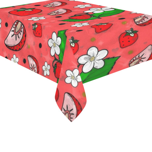 Strawberry Popart by Nico Bielow Cotton Linen Tablecloth 60"x 84"