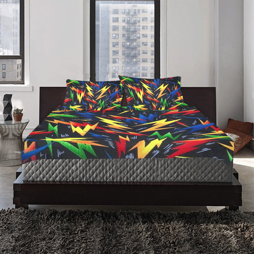 Colorful Lightning Bolts 3-Piece Bedding Set