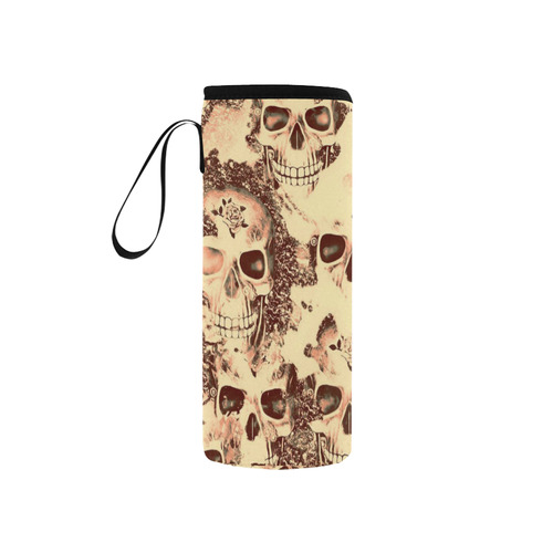 cloudy Skulls beige by JamColors Neoprene Water Bottle Pouch/Small