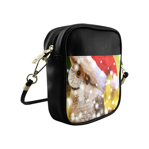 Christmas Owl Santa Hat Snow Geometric Sling Bag (Model 1627)