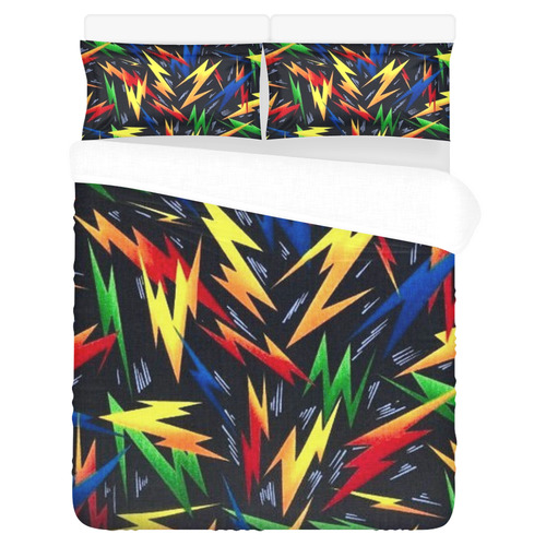 Colorful Lightning Bolts 3-Piece Bedding Set