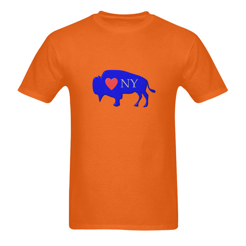 I Love Buffalo NY in Red White and Blue on Outrageous Orange Men's T-Shirt in USA Size (Two Sides Printing)