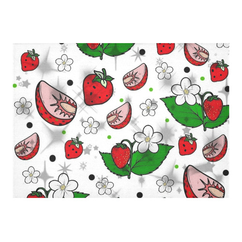 Strawberry Popart by Nico Bielow Cotton Linen Tablecloth 60"x 84"