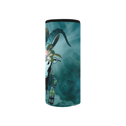 The billy goat with feathers and flowers Neoprene Water Bottle Pouch/Small