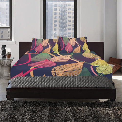 Colorful Autumn Leaves 3-Piece Bedding Set