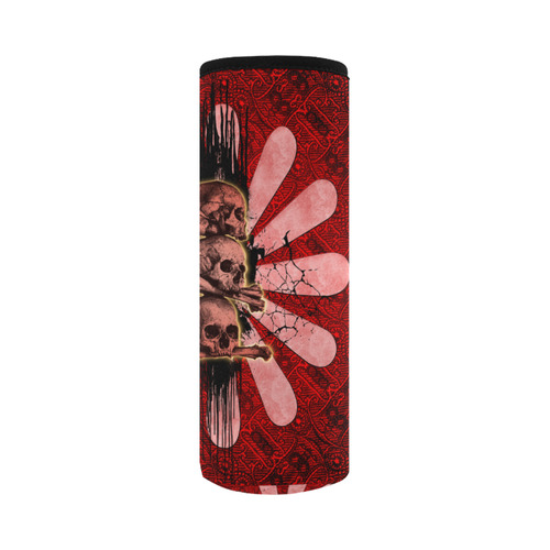 Skulls on a flower Neoprene Water Bottle Pouch/Large